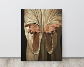 Hands of Jesus on Canvas - God Wall Art, Christian Home Decor, Lion of Judah, Canvas Wall Art, Jesus Canvas Print, Gift for Christian