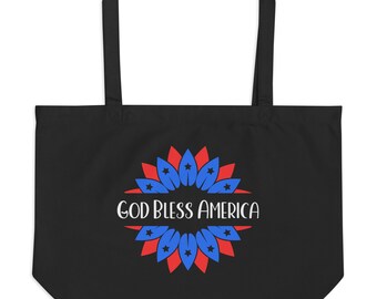 God Bless America Large Organic Tote Bag