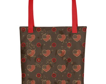 Patriotic Camo Tote Bag - Independence Tote, Market Bag, Grocery Bag, Farmhouse Tote Bag, Sturdy Reusable Bag