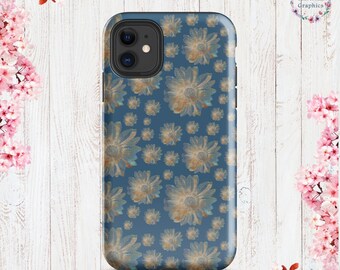 Cottage Core Blue Flower Ephemera iPhone® Tough Case 11/Pro/Pro Max - 12 mini/12/Pro/Pro Max - 13 mini/13/Pro/Pro Max -14/Plus/Pro/Pro Max
