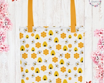 Bees Cottage Core Tote Bag Garden Aesthetic Botanical Illustration Reusable Bag Gift Vegan Bag Farmers Market Tote ECO Friendly