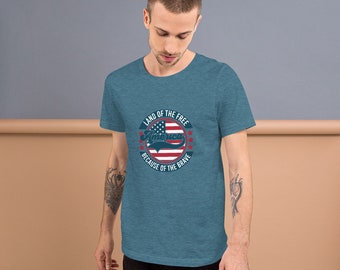 Home of the Free Unisex T-Shirt - Flag T-Shirt, 4th July Shirt, Patriotic T-Shirts, Gun Owner Shirt, Veteran Shirt, Political T-Shirt