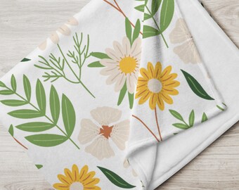 Premium Decorative Throw Daisy Pattern Cottage Core Décor Farmhouse Chic Grandmillennial Boho Cottagecore Aesthetic