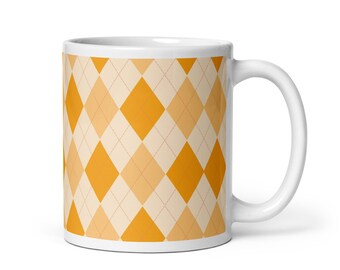 Argyle Pattern Cottage Core 11 oz or 15 oz Mug Cottage Core Décor Farmhouse Chic Grandmillennial Boho Cottagecore Aesthetic