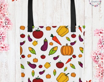 Veggies Cottage Core Tote Bag Garden Aesthetic Botanical Illustration Reusable Bag Gift Vegan Bag Farmers Market Tote ECO Friendly