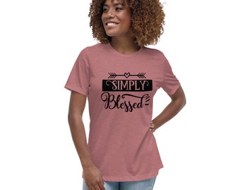 Simply Blessed Women's Relaxed T-Shirt (Light Colors) Christian T-Shirts, Religious Shirt, Jesus T-Shirt, Faith Shirt, Bible Verse Tee