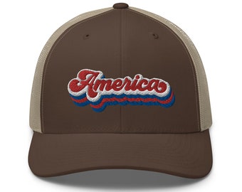 America Embroidered Trucker Cap - USA Flag Cap, American Flag, Patriotic Hat, July 4th, Independence Day, Baseball Cap, America Hat, USA Hat