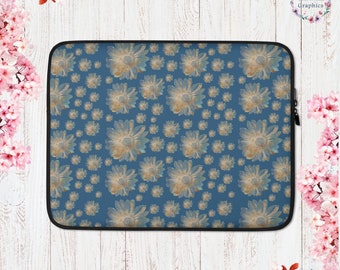 Blue Flower Ephemera Cottage Core Laptop Sleeve Garden Aesthetic Laptop Case Botanical Fruit Print Laptop Sleeve Flowers Cottagecore
