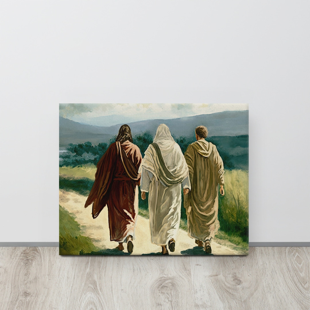 Jesus With Two Disciples on the Road to Emmaus on Canvas - God Wall Art ...
