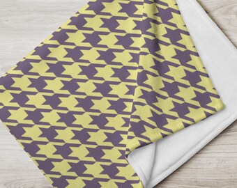 Premium Decorative Throw Yellow Gray Houndstooth Cottage Core Décor Farmhouse Chic Grandmillennial Boho Cottagecore Aesthetic