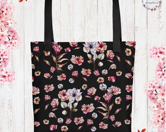 Floral Watercolor Cottage Core Tote Bag Garden Aesthetic Botanical Illustration Reusable Bag Gift Vegan Bag Farmers Market Tote ECO Friendly