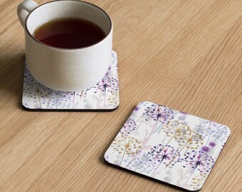 Dandelion Seeds Cork-back Coaster - Botanical Print Coffee Mug, Mother's Day, Housewarming, Holiday, Bridal Wedding Gift for Her