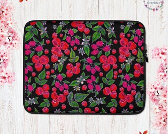 Raspberry Cottage Core Laptop Sleeve Garden Aesthetic Laptop Case Botanical Raspberry Print Laptop Sleeve Fruit Cottagecore