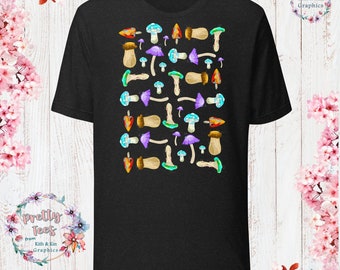 Botanical Mushrooms Cottage Core Tee Botanical Mushrooms Clothes Botanical Mushrooms Shirt Garden Aesthetic Cottagecore Clothes