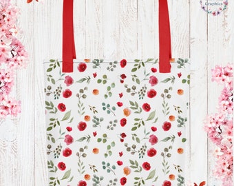 Floral Cottage Core Tote Bag Garden Aesthetic Botanical Illustration Reusable Bag Gift Vegan Bag Farmers Market Tote ECO Friendly