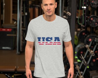 USA Red White & Blue Unisex T-Shirt - America Flag T-Shirt, 4th of July Shirt, Gun Owner Shirt, Patriotic T Shirt, Veteran Shirt