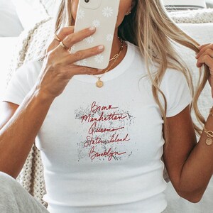 Downtown Girl Baby Tee | New York Boroughs Crop Top | Y2K Grunge | Coquette Aesthetic | Gift For Her | Best Friend Sister Gift