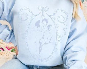 Cherub Angel Light Academia Coquette Felpa Christian Streetwear Whimsigoth Clothing Felpa Cherub Maglione Angel Cherub Felpa Y2K Felpa con cappuccio