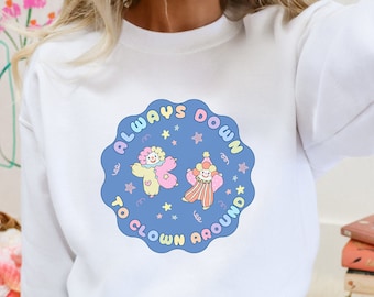 Clowncore Sweatshirt Weirdcore Kidcore Clothes Clowncore Clothing Emo Shirt Unhinged Shirts Pastel Goth Alt Clothing Gothic Clothes Agere