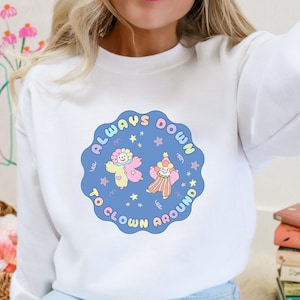 Clowncore Sweatshirt Weirdcore Kidcore Clothes Clowncore Clothing Emo Shirt Unhinged Shirts Pastel Goth Alt Clothing Gothic Clothes Agere