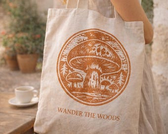 Mushroom Lover Gift Dark Cottagecore Tote Bag