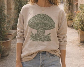 Goblincore Shirt Mushroom Shirt Goblincore Shirt Linocut Shirt Woodcut Mushroom Cottagecore Shirt Forest Fungi Shirt Mushroom Lover Gift
