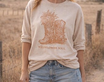 Western Wildflower Shirt Western Shirt Cowgirl Shirt Wildflower Shirt Cowboy Boots Tee Wild Horses Shirt Boho Western Tee Country Girl Shirt