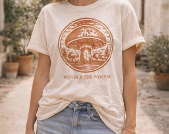 Mushroom Shirt Mushroom Shirt Goblincore Shirt Cottagecore Shirt Forest Fungi Shirt Woodland Shirt Mushroom Lover Gift Retro Mushroom Tee