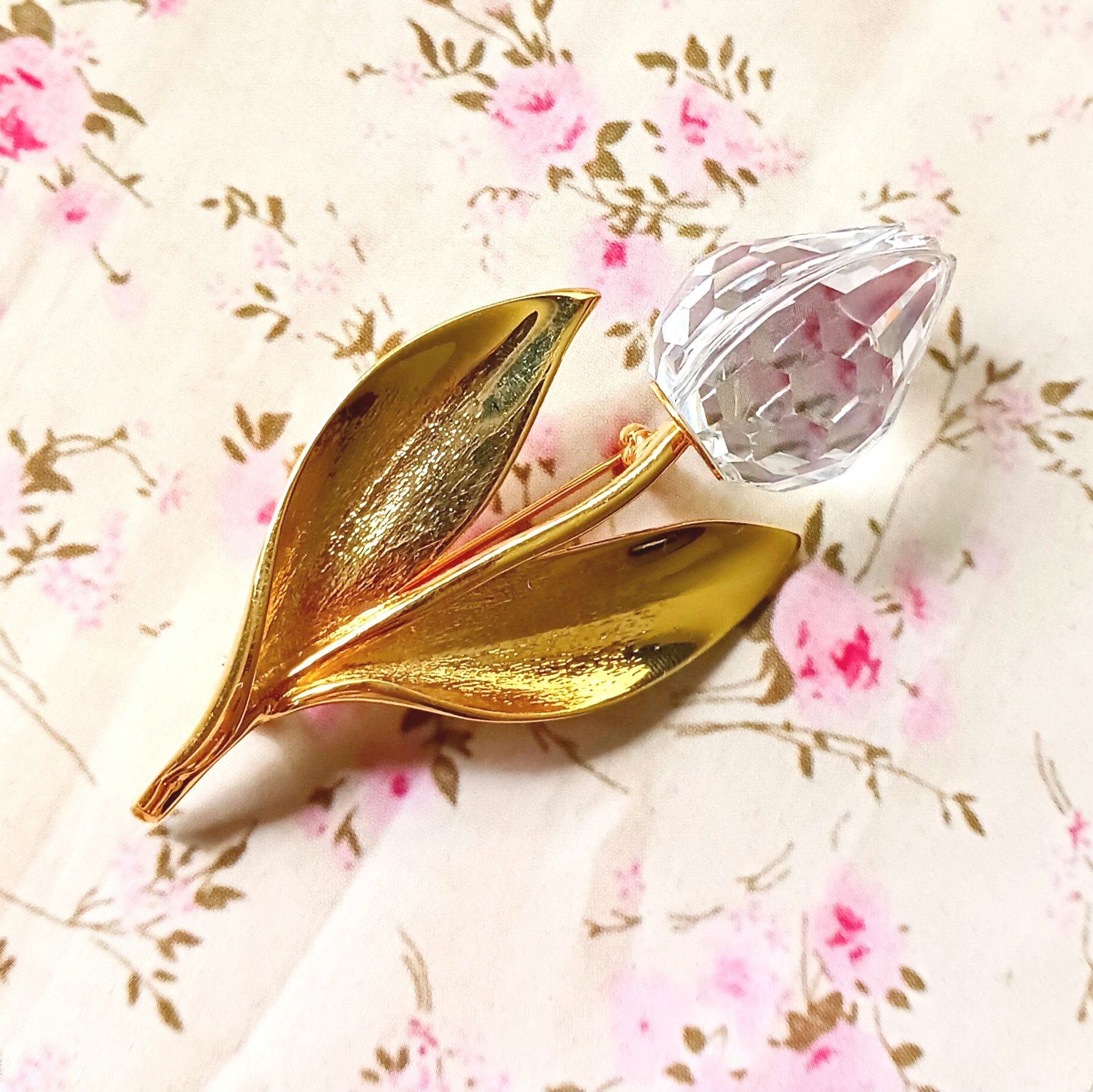 SWAROVSKI スワロフスキー ブローチ コサージュ 花 フラワー ピンク系