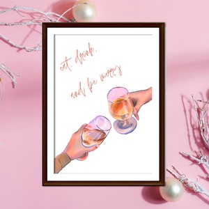 Christmas door sign | christmas decor | cheers print | eat drink and be merry sign | christmas wall art