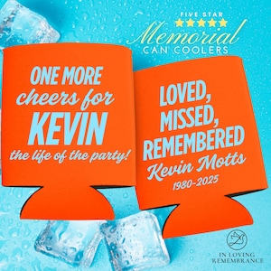 Personalized Memorial Can Cooler: Celebration of Life Party Favor
