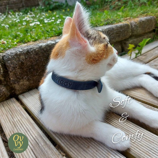 Personalised cat collar | Leather cat collar | leather dog collar | Soft cat collar | Custom cat collar