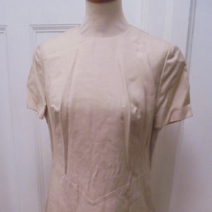 beige 60s 70s sheath dress classic