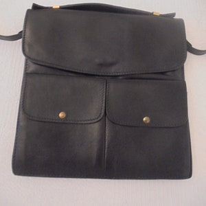 sac bandoulière homme noir cuir années 70 80
