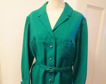 fantastico vestito verde anni '70 con cintura