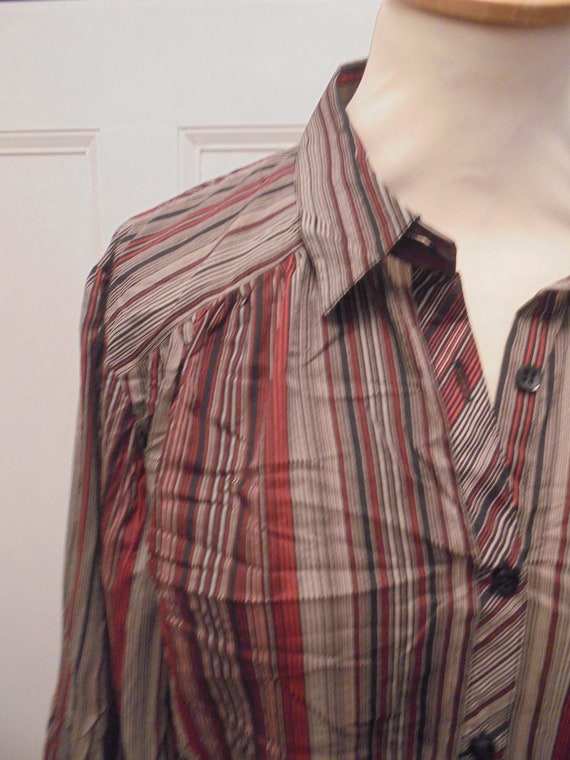Couleur harmonieuse chemise chemisier marron noir rouille rouge rayures annees 70 Etsy France