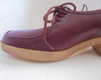 stylische dunkelrote 60er Lederschuhe Gummisohle Vintage 37,5