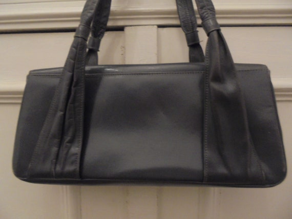 starke dunkelgraue Handtasche 40er 50er Leder - image 5