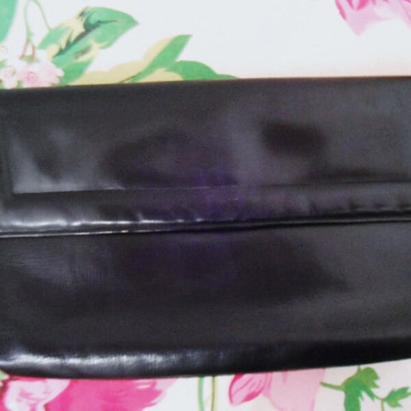 50er klassische schwarze Clutch Leder