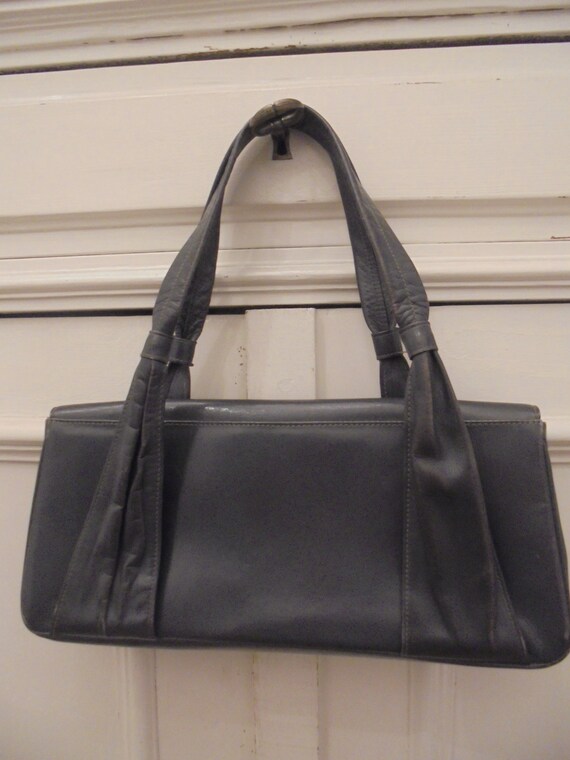 starke dunkelgraue Handtasche 40er 50er Leder - image 4