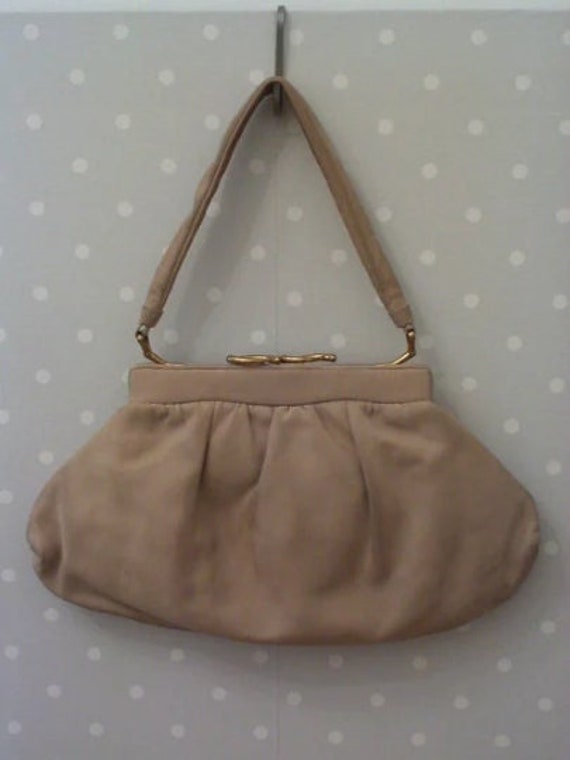 süße 50er 60er Handtasche beige