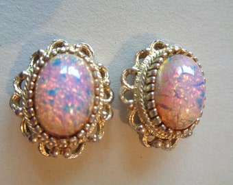 clips de oreja femeninos piedra lunar ovalada joyería de moda de color dorado años 80