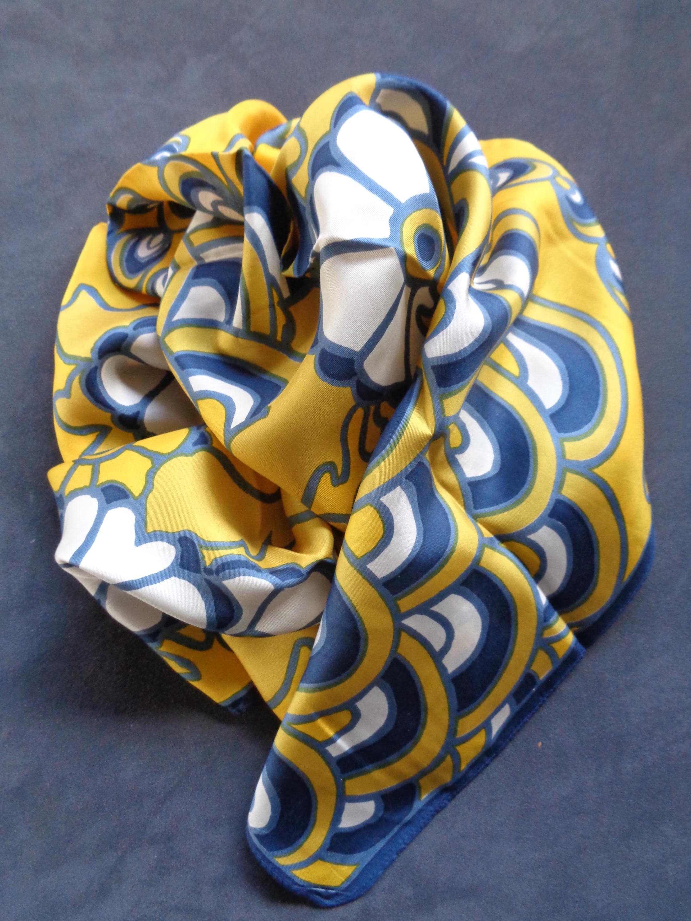 Foulard Vintage En Soie Des Années 60, Motif Floral Orange, Cadeau Idéal Pour Femme