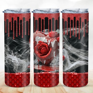 Herz Rose Tumbler Wrap, Sublimation Design, 20 oz Skinny Tumbler Design, digitaler Download, Sublimation Tumbler, JPG