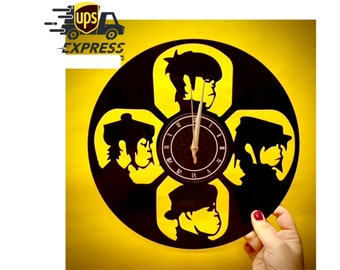 Christmas Gift Clock for Wall Art - Retro Vinyl LP for Heavy Metal Rock Funs - Unique vintage  Decoration and decor Handmade new year gift