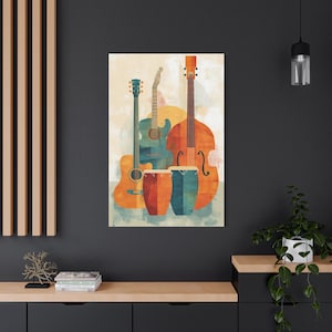 Musical Instruments Canvas Wall Art, Colorful Abstract Art for Music Lovers, Home Decor, Gift for Musicians, Bedroom, Living Room