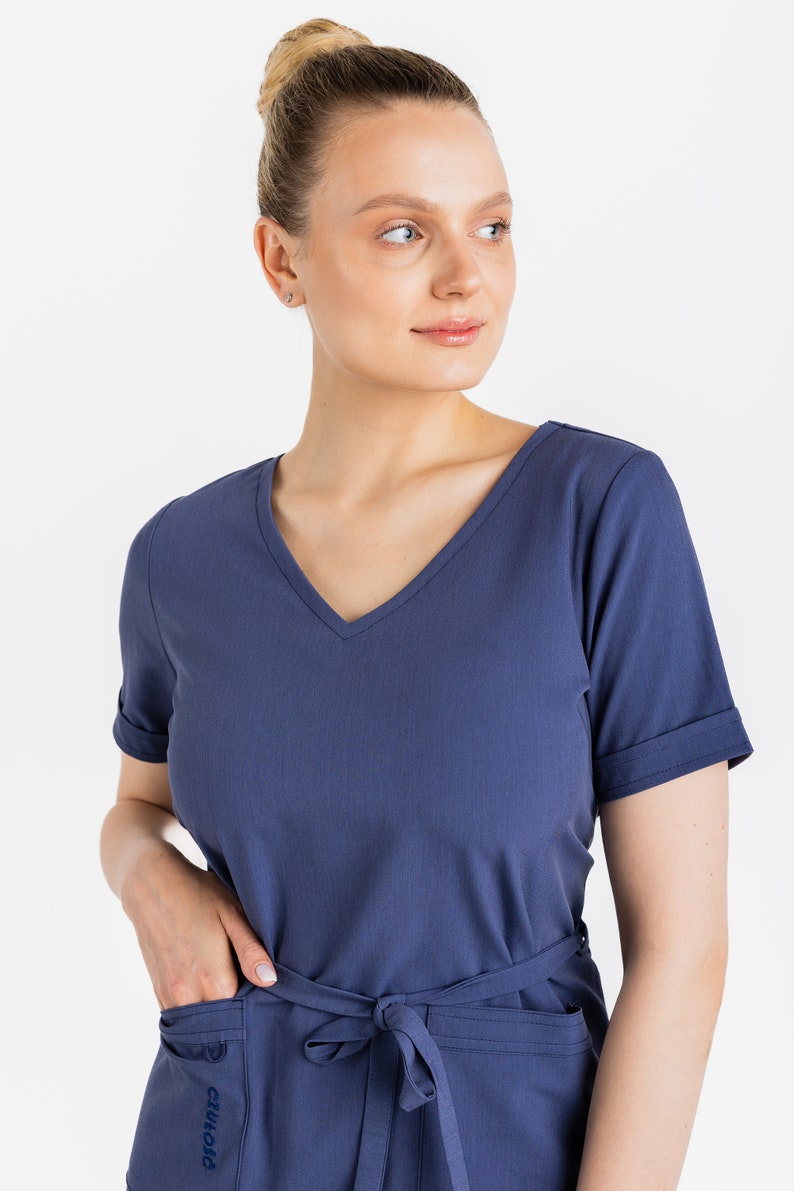 Medical Scrub Dress Dark Navy Blue CZULOSC Nurse Doctor Etsy