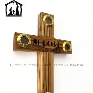 Jesus Holy Land Olive Wood cross, Cut Out Hanging Wall Cross from Jerusalem, 4 samples from the Holy Land Bethlehem
