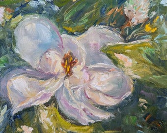 Magnolia Canvas Print | "Steel Magnolia" Floral Painting