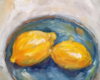 When Life Gives You Lemons oil painting | Print On Gallery Wrap Canvas, Kitchen Decor, Still Life Painting. Fruit Art, Food Art | Fine Art